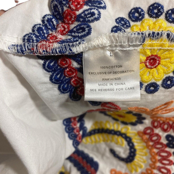 Romeo + Juliet Mexican Embroidered Off‎ the Shoulder Top Size L Boho Cottagecore - Picture 7 of 14